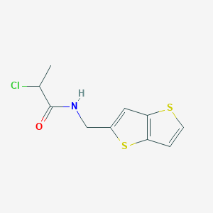molecular formula C10H10ClNOS2 B3011499 2-Chloro-N-(thieno[3,2-b]thiophen-5-ylmethyl)propanamide CAS No. 2411291-67-1
