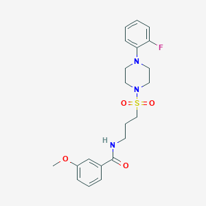 molecular formula C21H26FN3O4S B3011504 N-(3-((4-(2-fluorophenyl)piperazin-1-yl)sulfonyl)propyl)-3-methoxybenzamide CAS No. 1021117-23-6