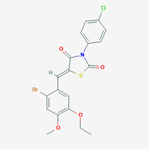 molecular formula C19H15BrClNO4S B301151 5-(2-Bromo-5-ethoxy-4-methoxybenzylidene)-3-(4-chlorophenyl)-1,3-thiazolidine-2,4-dione 