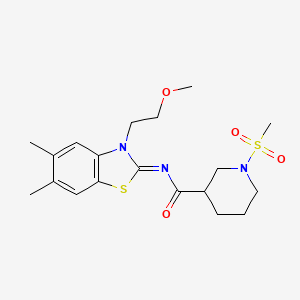 molecular formula C19H27N3O4S2 B3011513 (Z)-N-(3-(2-methoxyethyl)-5,6-dimethylbenzo[d]thiazol-2(3H)-ylidene)-1-(methylsulfonyl)piperidine-3-carboxamide CAS No. 1058219-11-6