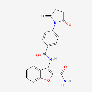 molecular formula C20H15N3O5 B3011517 3-(4-(2,5-Dioxopyrrolidin-1-yl)benzamido)benzofuran-2-carboxamide CAS No. 867041-56-3