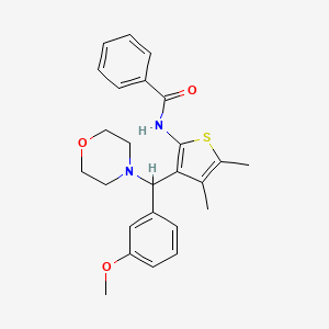 molecular formula C25H28N2O3S B3011519 N-{3-[(3-methoxyphenyl)(morpholin-4-yl)methyl]-4,5-dimethylthiophen-2-yl}benzamide CAS No. 631860-21-4