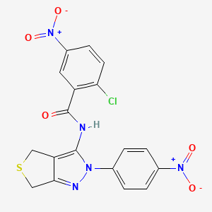 molecular formula C18H12ClN5O5S B3011530 2-chloro-5-nitro-N-(2-(4-nitrophenyl)-4,6-dihydro-2H-thieno[3,4-c]pyrazol-3-yl)benzamide CAS No. 396721-62-3