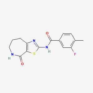 molecular formula C15H14FN3O2S B3011545 3-氟-4-甲基-N-(4-氧代-5,6,7,8-四氢-4H-噻唑并[5,4-c]氮杂环-2-基)苯甲酰胺 CAS No. 1797570-76-3