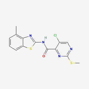 molecular formula C14H11ClN4OS2 B3011559 5-chloro-N-(4-methylbenzo[d]thiazol-2-yl)-2-(methylthio)pyrimidine-4-carboxamide CAS No. 898648-24-3