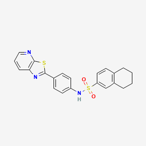 molecular formula C22H19N3O2S2 B3011561 N-(4-(thiazolo[5,4-b]pyridin-2-yl)phenyl)-5,6,7,8-tetrahydronaphthalene-2-sulfonamide CAS No. 863594-53-0