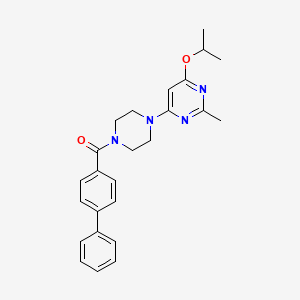 molecular formula C25H28N4O2 B3011579 [1,1'-Biphenyl]-4-yl(4-(6-isopropoxy-2-methylpyrimidin-4-yl)piperazin-1-yl)methanone CAS No. 946248-72-2