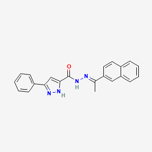 (E)-N'-(1-(naphthalen-2-yl)ethylidene)-3-phenyl-1H-pyrazole-5-carbohydrazide