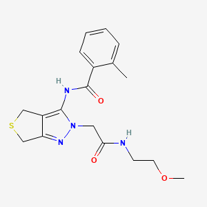 N-(2-(2-((2-methoxyethyl)amino)-2-oxoethyl)-4,6-dihydro-2H-thieno[3,4-c]pyrazol-3-yl)-2-methylbenzamide