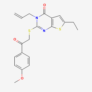 molecular formula C20H20N2O3S2 B3011608 3-allyl-6-ethyl-2-((2-(4-methoxyphenyl)-2-oxoethyl)thio)thieno[2,3-d]pyrimidin-4(3H)-one CAS No. 421577-91-5