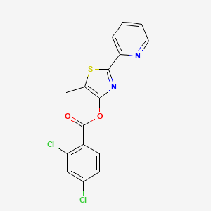 molecular formula C16H10Cl2N2O2S B3011613 5-Methyl-2-(2-pyridinyl)-1,3-thiazol-4-yl 2,4-dichlorobenzenecarboxylate CAS No. 338399-04-5