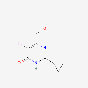 molecular formula C9H11IN2O2 B3011616 2-Cyclopropyl-5-iodo-6-(methoxymethyl)-3,4-dihydropyrimidin-4-one CAS No. 1540714-73-5