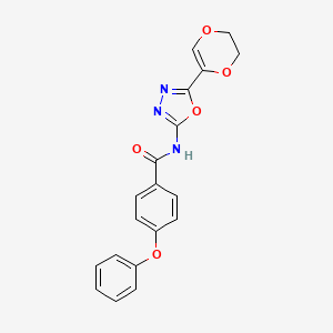 molecular formula C19H15N3O5 B3011619 N-(5-(5,6-dihydro-1,4-dioxin-2-yl)-1,3,4-oxadiazol-2-yl)-4-phenoxybenzamide CAS No. 851095-01-7