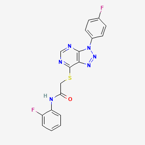 molecular formula C18H12F2N6OS B3011626 N-(2-氟苯基)-2-[3-(4-氟苯基)三唑并[4,5-d]嘧啶-7-基]硫代乙酰胺 CAS No. 863459-96-5