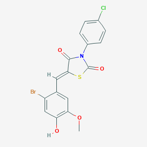 molecular formula C17H11BrClNO4S B301163 (5Z)-5-(2-bromo-4-hydroxy-5-methoxybenzylidene)-3-(4-chlorophenyl)-1,3-thiazolidine-2,4-dione 