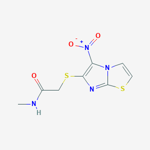 molecular formula C8H8N4O3S2 B3011635 N-methyl-2-[(5-nitroimidazo[2,1-b][1,3]thiazol-6-yl)sulfanyl]acetamide CAS No. 339022-45-6