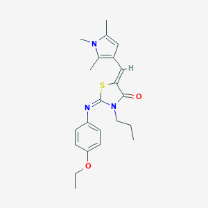 molecular formula C22H27N3O2S B301164 2-[(4-ethoxyphenyl)imino]-3-propyl-5-[(1,2,5-trimethyl-1H-pyrrol-3-yl)methylene]-1,3-thiazolidin-4-one 