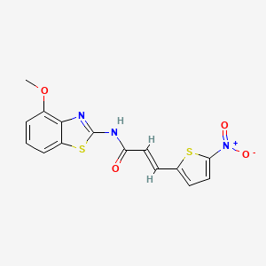 molecular formula C15H11N3O4S2 B3011640 (E)-N-(4-methoxybenzo[d]thiazol-2-yl)-3-(5-nitrothiophen-2-yl)acrylamide CAS No. 476319-99-0