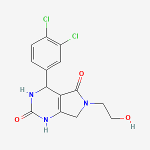 molecular formula C14H13Cl2N3O3 B3011643 4-(3,4-dichlorophenyl)-6-(2-hydroxyethyl)-3,4,6,7-tetrahydro-1H-pyrrolo[3,4-d]pyrimidine-2,5-dione CAS No. 941980-32-1