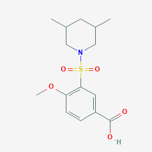 molecular formula C15H21NO5S B3011647 3-[(3,5-二甲基哌啶-1-基)磺酰基]-4-甲氧基苯甲酸 CAS No. 872107-72-7
