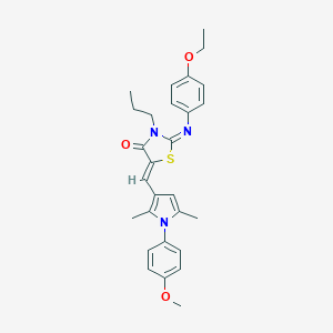 molecular formula C28H31N3O3S B301165 2-[(4-ethoxyphenyl)imino]-5-{[1-(4-methoxyphenyl)-2,5-dimethyl-1H-pyrrol-3-yl]methylene}-3-propyl-1,3-thiazolidin-4-one 