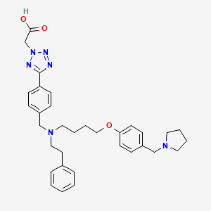 2-[5-[4-[[2-Phenylethyl-[4-[4-(pyrrolidin-1-ylmethyl)phenoxy]butyl]amino]methyl]phenyl]tetrazol-2-yl]acetic acid