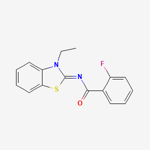 molecular formula C16H13FN2OS B3011651 N-(3-ethyl-1,3-benzothiazol-2-ylidene)-2-fluorobenzamide CAS No. 865544-77-0