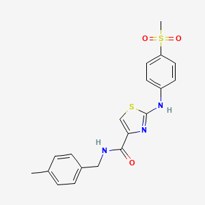 molecular formula C19H19N3O3S2 B3011657 N-(4-methylbenzyl)-2-((4-(methylsulfonyl)phenyl)amino)thiazole-4-carboxamide CAS No. 1172778-09-4