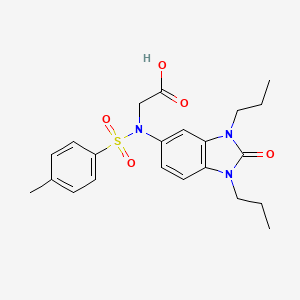molecular formula C22H27N3O5S B3011663 N-[(4-甲基苯基)磺酰基]-N-(2-氧代-1,3-二丙基-2,3-二氢-1H-苯并咪唑-5-基)甘氨酸 CAS No. 1713519-71-1