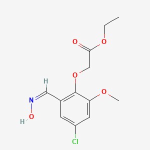 molecular formula C12H14ClNO5 B3011677 2-{4-氯-2-[(羟亚氨基)甲基]-6-甲氧基苯氧基}乙酸乙酯 CAS No. 338416-97-0