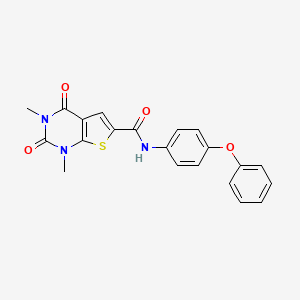 molecular formula C21H17N3O4S B3011678 1,3-二甲基-2,4-二氧代-N-(4-苯氧基苯基)-1,2,3,4-四氢噻吩并[2,3-d]嘧啶-6-甲酰胺 CAS No. 946257-64-3