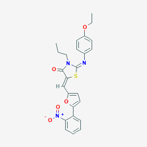 molecular formula C25H23N3O5S B301168 2-[(4-Ethoxyphenyl)imino]-5-[(5-{2-nitrophenyl}-2-furyl)methylene]-3-propyl-1,3-thiazolidin-4-one 
