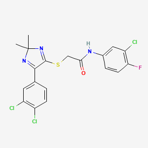 N-(3-chloro-4-fluorophenyl)-2-((5-(3,4-dichlorophenyl)-2,2-dimethyl-2H-imidazol-4-yl)thio)acetamide