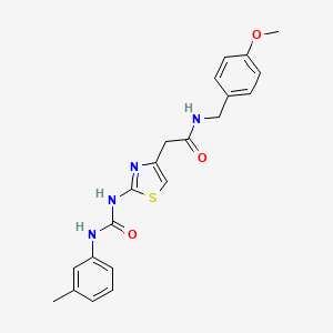 molecular formula C21H22N4O3S B3011689 N-(4-methoxybenzyl)-2-(2-(3-(m-tolyl)ureido)thiazol-4-yl)acetamide CAS No. 921484-60-8