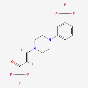 molecular formula C15H14F6N2O B3011691 (E)-1,1,1-trifluoro-4-{4-[3-(trifluoromethyl)phenyl]piperazino}-3-buten-2-one CAS No. 672949-81-4