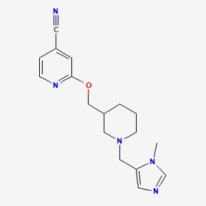 molecular formula C17H21N5O B3011699 2-[[1-[(3-Methylimidazol-4-yl)methyl]piperidin-3-yl]methoxy]pyridine-4-carbonitrile CAS No. 2380169-68-4