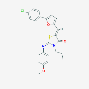 molecular formula C25H23ClN2O3S B301170 5-{[5-(4-Chlorophenyl)-2-furyl]methylene}-2-[(4-ethoxyphenyl)imino]-3-propyl-1,3-thiazolidin-4-one 