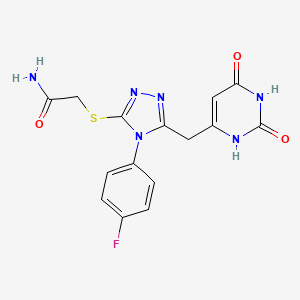 molecular formula C15H13FN6O3S B3011700 2-((5-((2,6-dioxo-1,2,3,6-tetrahydropyrimidin-4-yl)methyl)-4-(4-fluorophenyl)-4H-1,2,4-triazol-3-yl)thio)acetamide CAS No. 852154-00-8