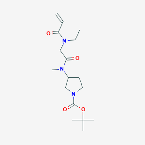 molecular formula C17H29N3O4 B3011701 Tert-butyl 3-[[2-[ethyl(prop-2-enoyl)amino]acetyl]-methylamino]pyrrolidine-1-carboxylate CAS No. 2361711-74-0