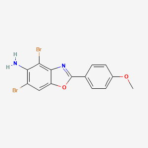 molecular formula C14H10Br2N2O2 B3011715 4,6-Dibromo-2-(4-methoxyphenyl)-1,3-benzoxazol-5-amine CAS No. 667867-06-3