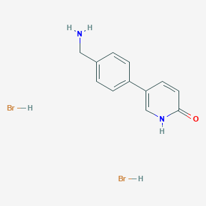 molecular formula C12H14Br2N2O B3011724 5-[4-(Aminomethyl)phenyl]-1H-pyridin-2-one;dihydrobromide CAS No. 2241142-11-8