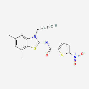 molecular formula C17H13N3O3S2 B3011727 N-(5,7-dimethyl-3-prop-2-ynyl-1,3-benzothiazol-2-ylidene)-5-nitrothiophene-2-carboxamide CAS No. 868377-59-7