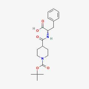 molecular formula C20H28N2O5 B3011729 (2S)-2-[[1-[(2-methylpropan-2-yl)oxycarbonyl]piperidine-4-carbonyl]amino]-3-phenylpropanoic acid CAS No. 1099537-24-2