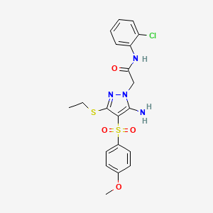2-(5-amino-3-(ethylthio)-4-((4-methoxyphenyl)sulfonyl)-1H-pyrazol-1-yl)-N-(2-chlorophenyl)acetamide