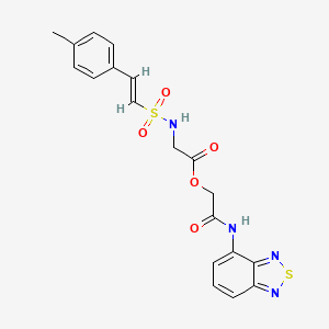 molecular formula C19H18N4O5S2 B3011740 [2-(2,1,3-benzothiadiazol-4-ylamino)-2-oxoethyl] 2-[[(E)-2-(4-methylphenyl)ethenyl]sulfonylamino]acetate CAS No. 956708-36-4