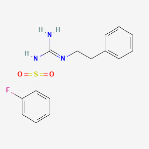 molecular formula C15H16FN3O2S B3011745 2-fluoro-N-(N-phenethylcarbamimidoyl)benzenesulfonamide CAS No. 869075-27-4