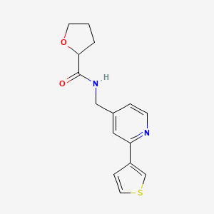 N-((2-(thiophen-3-yl)pyridin-4-yl)methyl)tetrahydrofuran-2-carboxamide