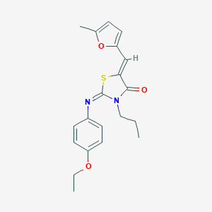 molecular formula C20H22N2O3S B301176 2-[(4-Ethoxyphenyl)imino]-5-[(5-methyl-2-furyl)methylene]-3-propyl-1,3-thiazolidin-4-one 