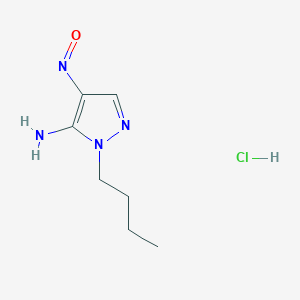 molecular formula C7H13ClN4O B3011763 1-butyl-4-Nitroso-1H-pyrazol-5-amine hydrochloride CAS No. 1956389-91-5