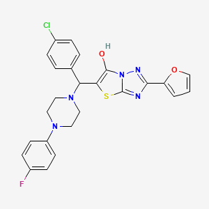 molecular formula C25H21ClFN5O2S B3011766 5-((4-Chlorophenyl)(4-(4-fluorophenyl)piperazin-1-yl)methyl)-2-(furan-2-yl)thiazolo[3,2-b][1,2,4]triazol-6-ol CAS No. 887220-70-4